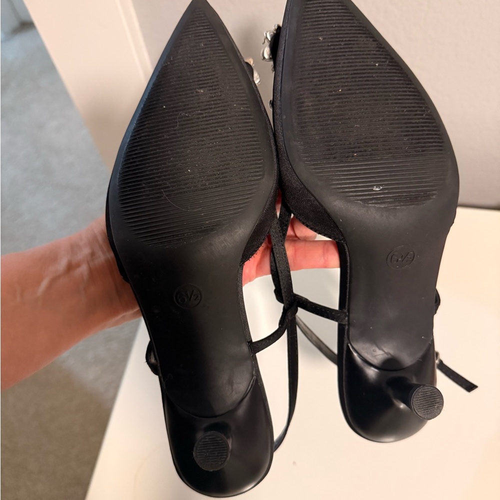 A New Day Black Heels with Crystal Embellishments - Picture 3 of 4